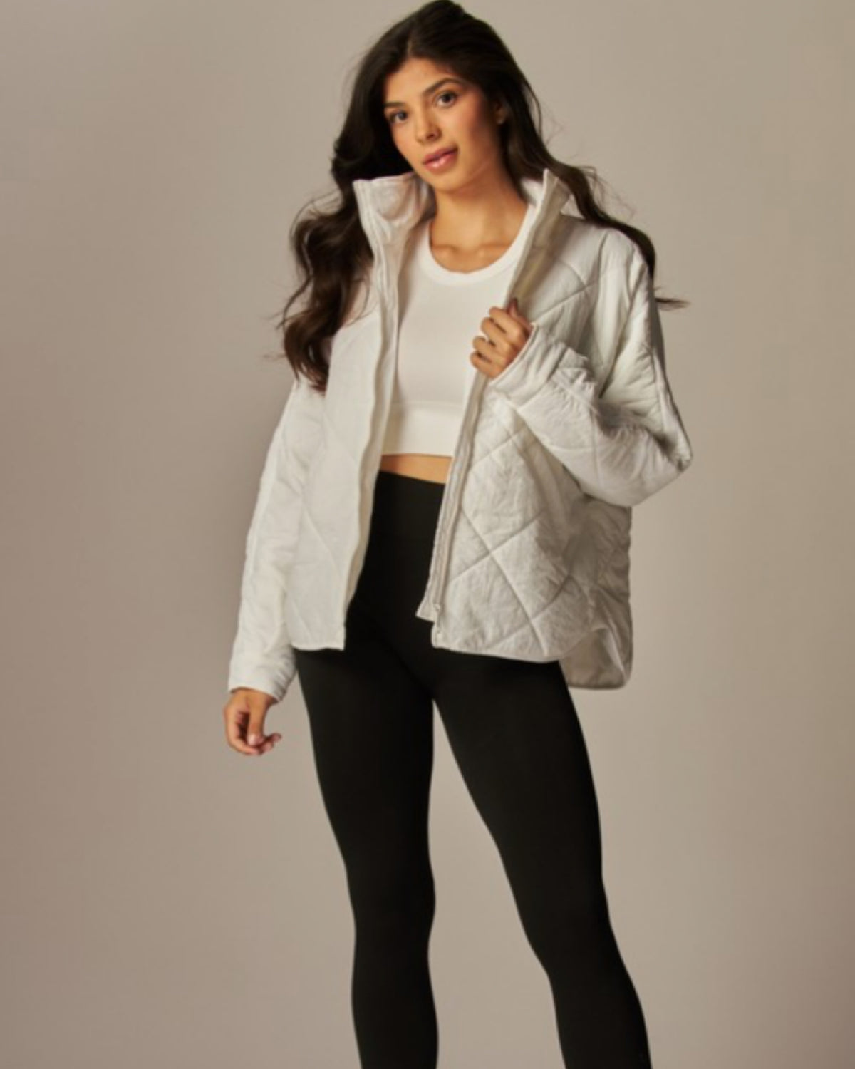 Quilted Pippa Puffer Jacket in WHITE