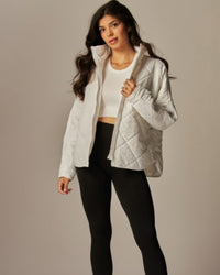 Quilted Pippa Puffer Jacket in WHITE