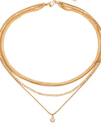 Lux Square Zirconia Pendant Multi Layer Chain