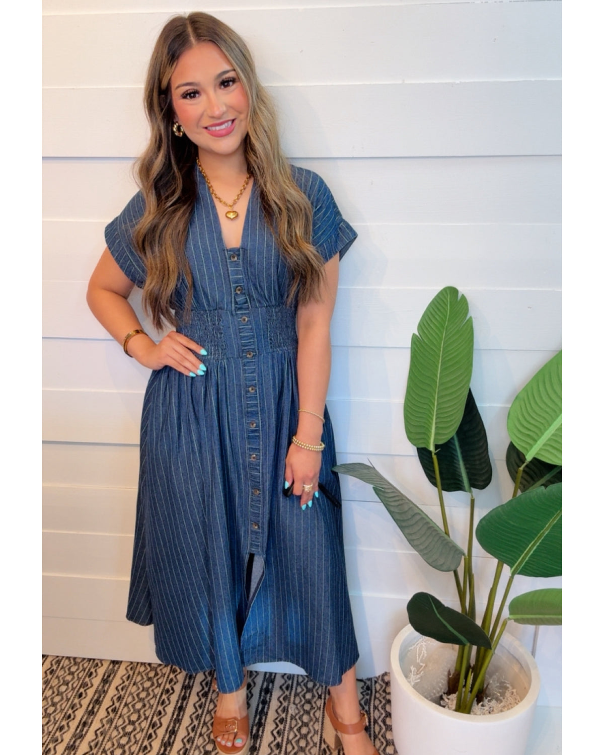 Weekly Meeting Denim Stripe Dress
