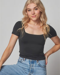 Square Contour Neckline Top