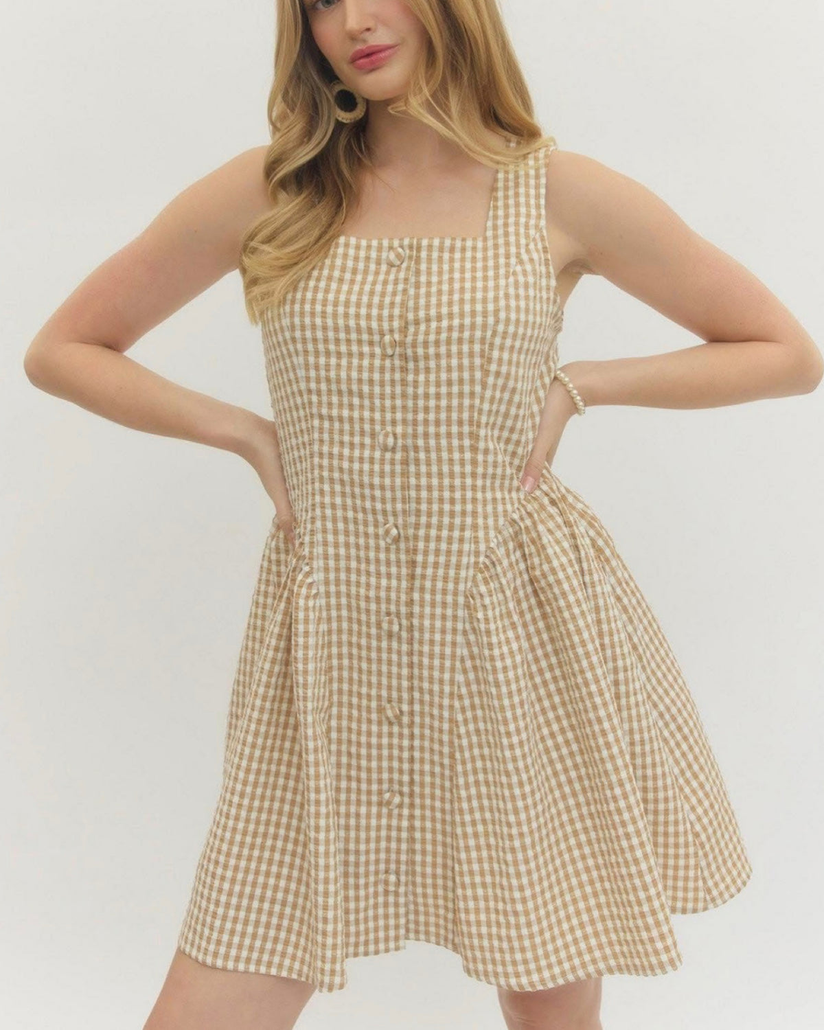 Latte Gingham Dress