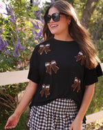 Sideline Sparkle Ruffle Top in Black