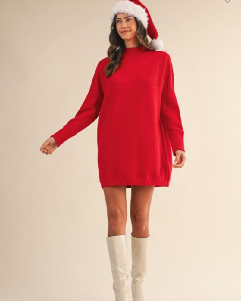 Winter Escape Sweater Tunic in RED