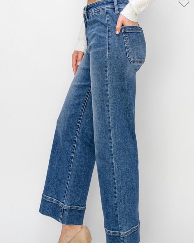 Risen High Rise Crop Wide Jeans