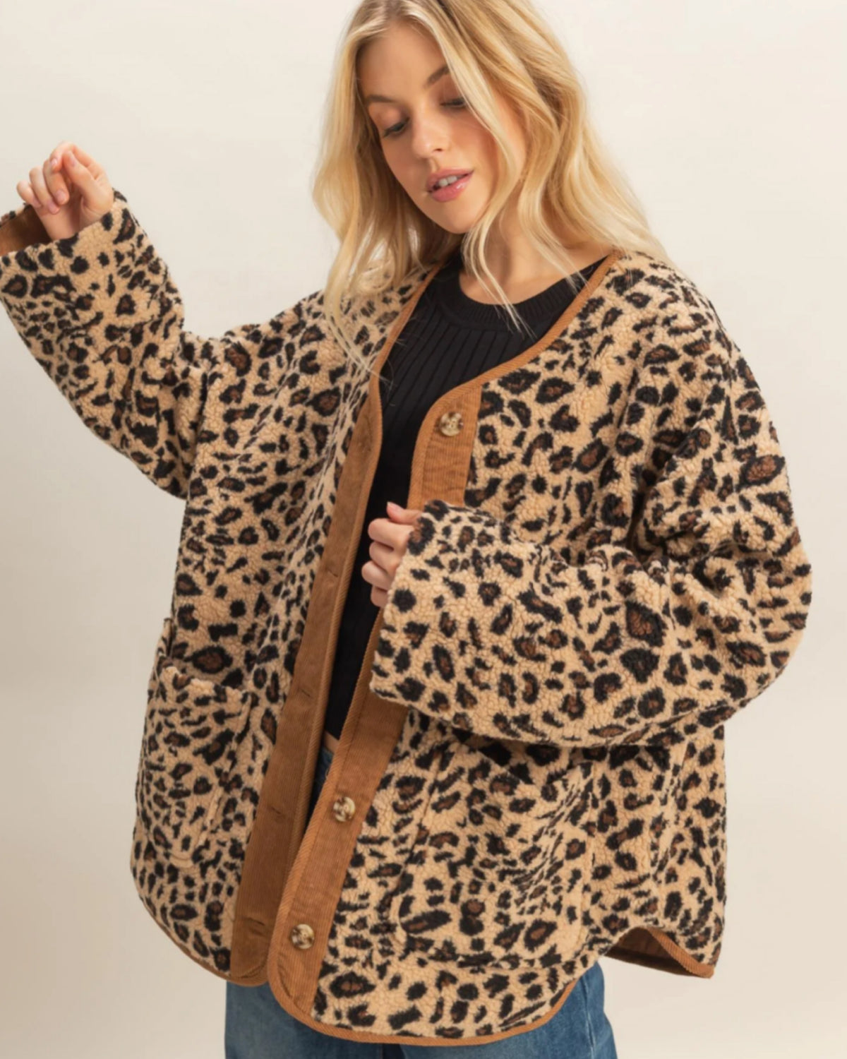 Snuggles in Leopard Teddy Shacket