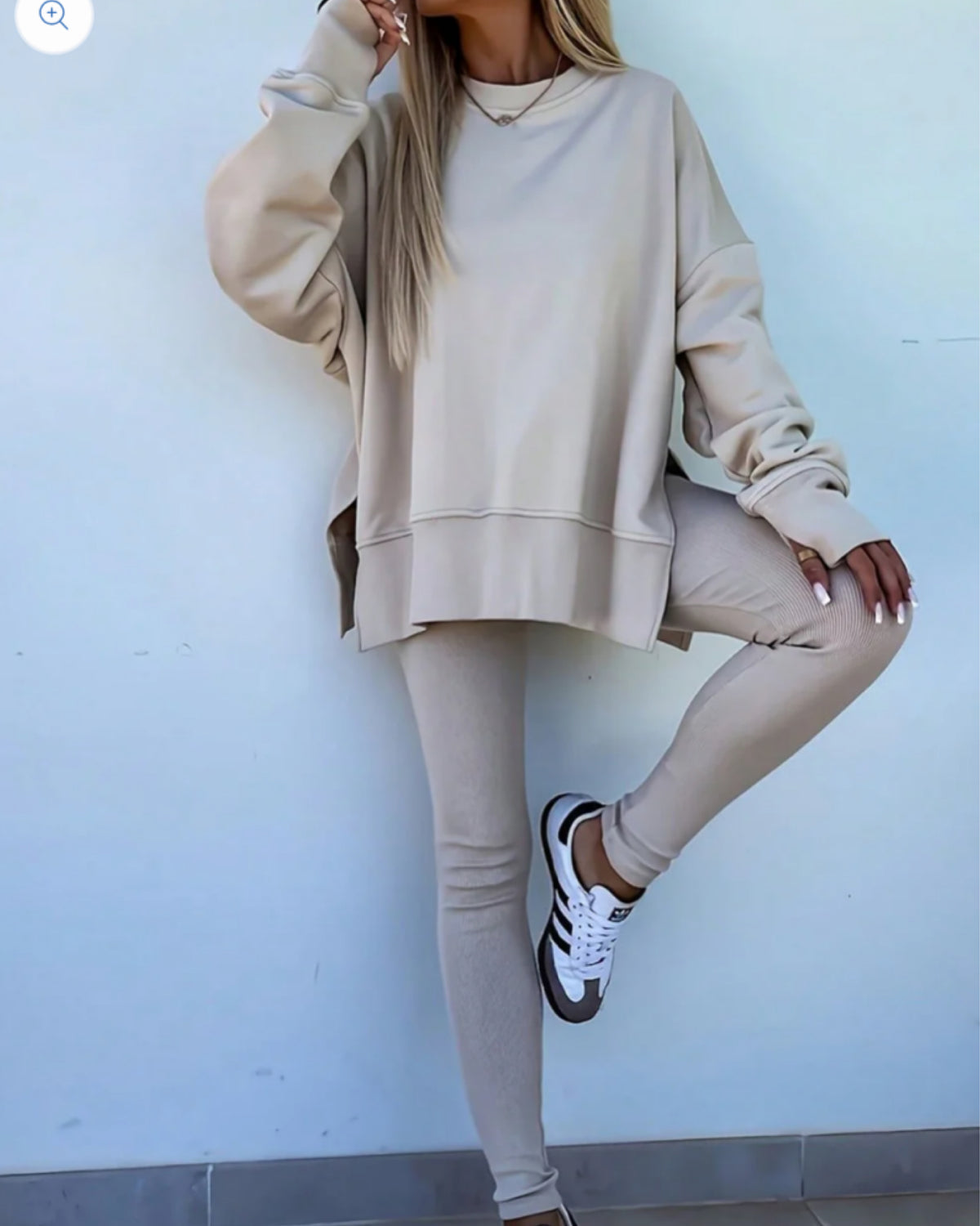 City Comfy Oversized Ribbed Set in Neautral Set