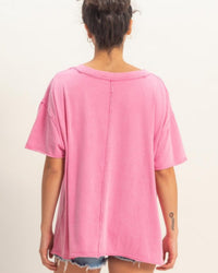 Oversized Mineral Wash V-neck Tee