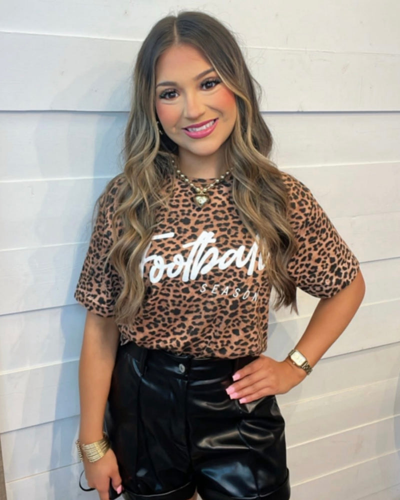 Football Season Bleached Leopard tee