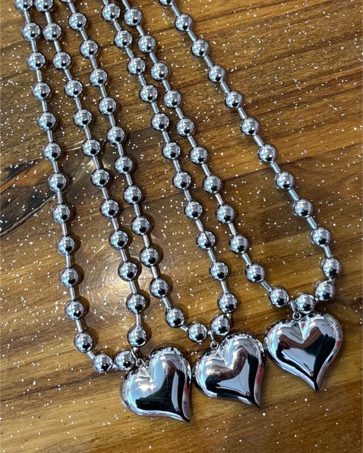 Chunky Heart Necklace in all Silver