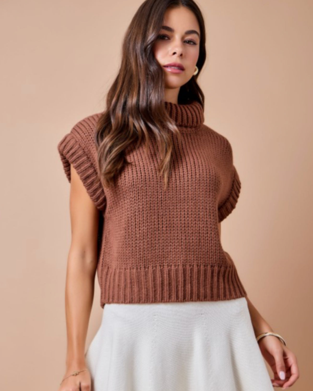 Chocolate Cropped Knit Sweater