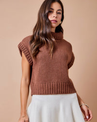 Chocolate Cropped Knit Sweater