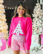 Hot Pink Sequins Christmas Tree Sweater