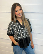 Floral Jacquard Luncheon Top