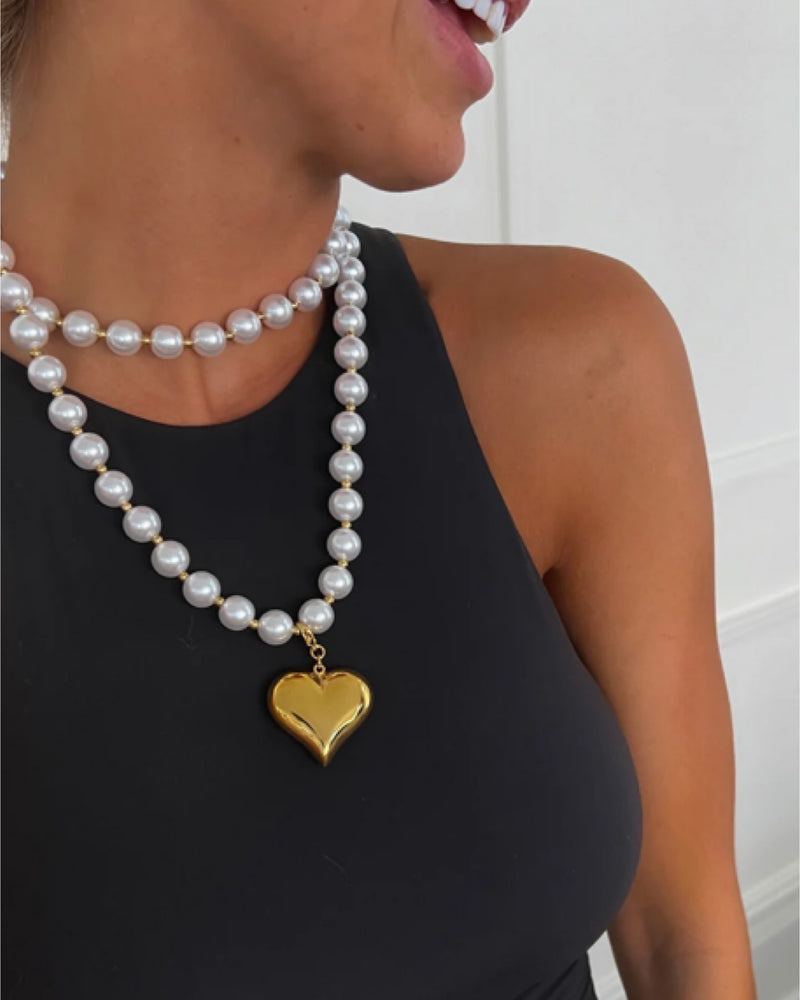 Pearl Wrap Heart Necklace