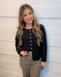 Classic Lightweight Button-down Cardigan in Black