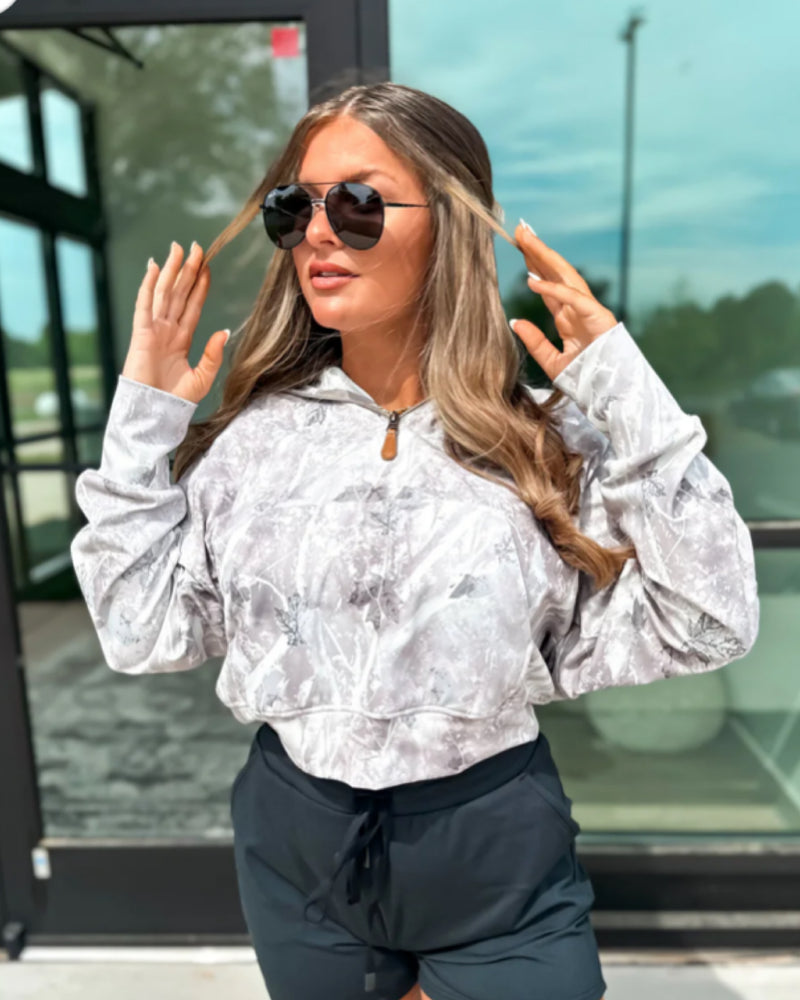 Grey Camo Quater Zip Pullover