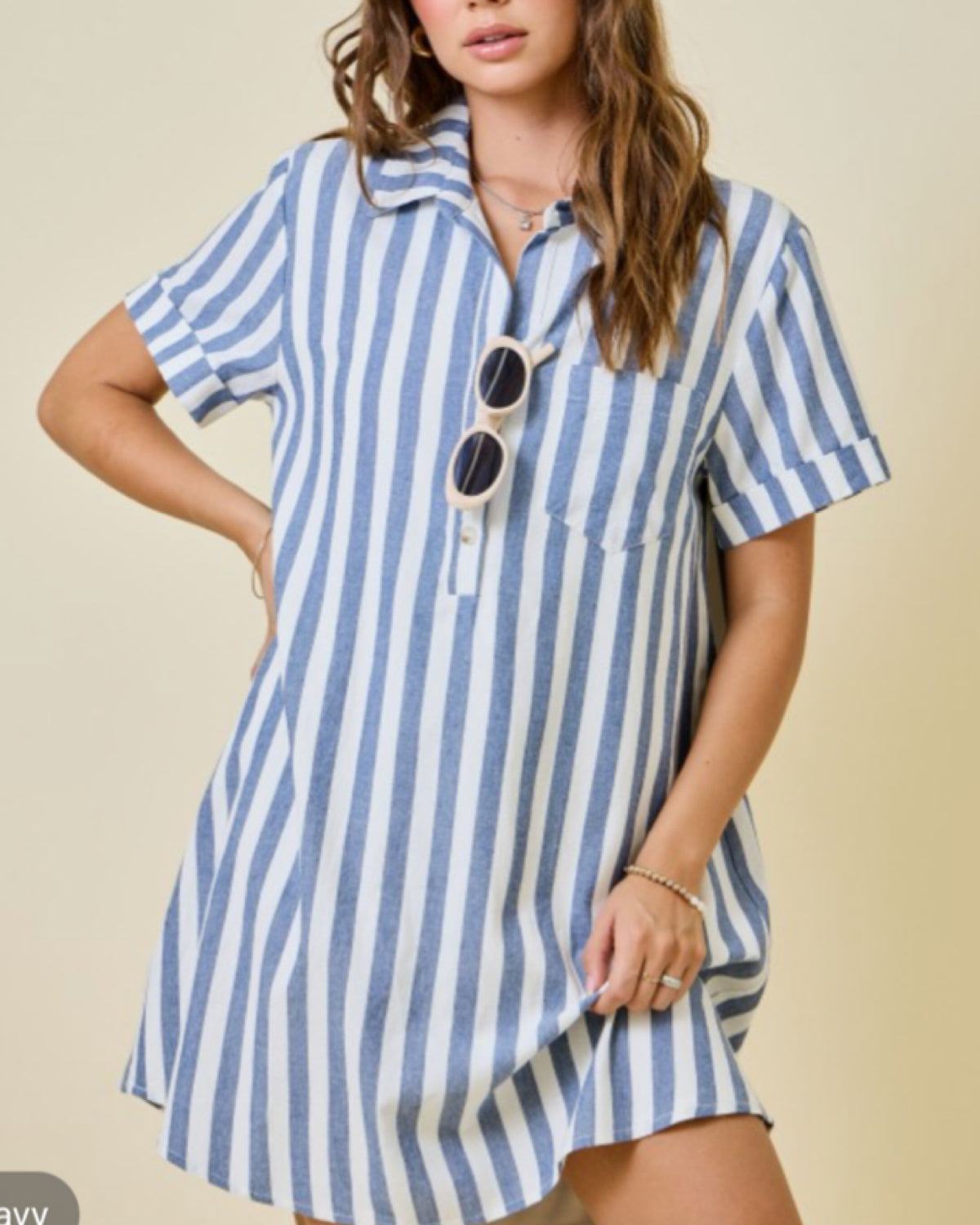 Easy Shirt Dress in Navy