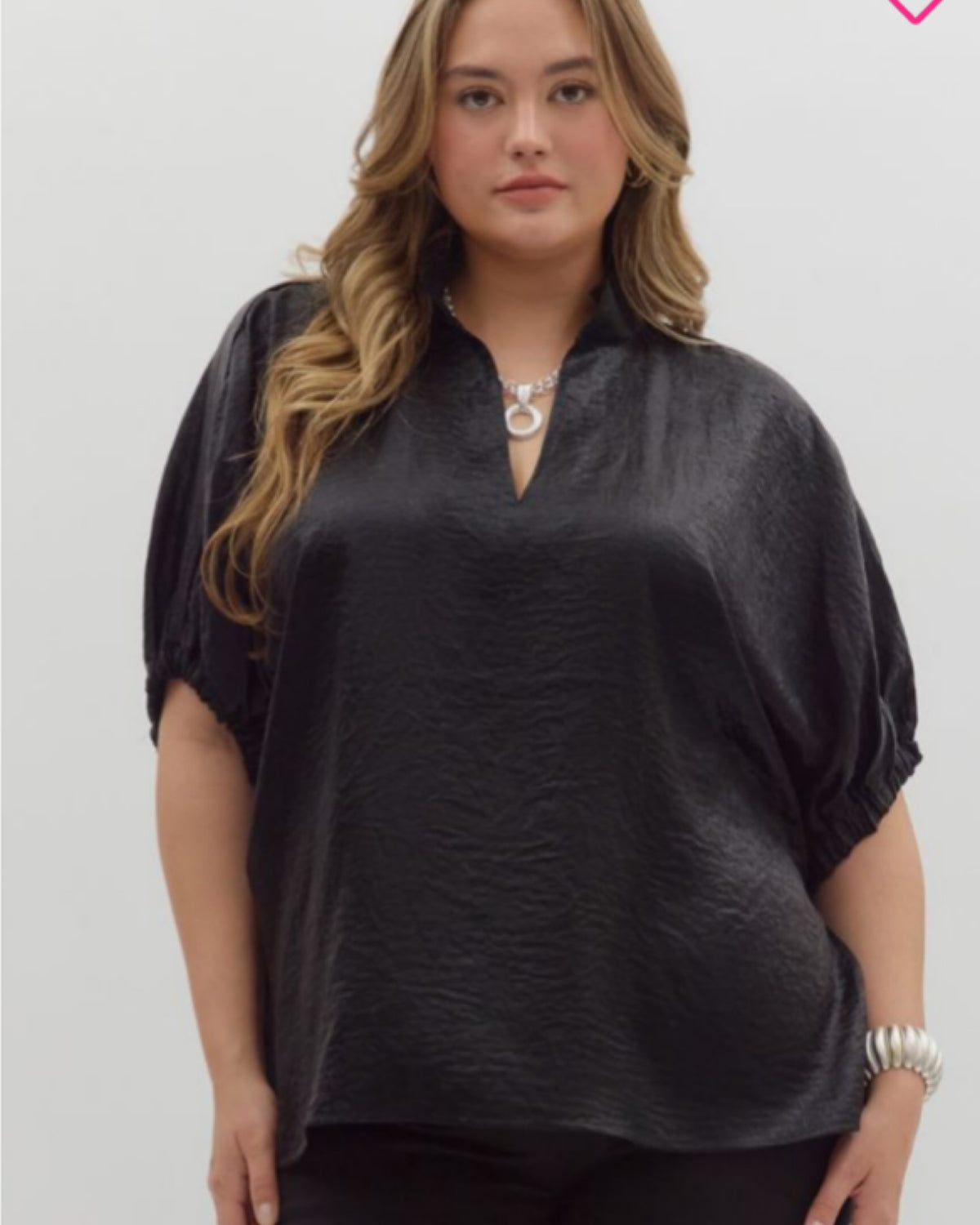 Toast to the Night Metallic Blouse in BLACK Plus