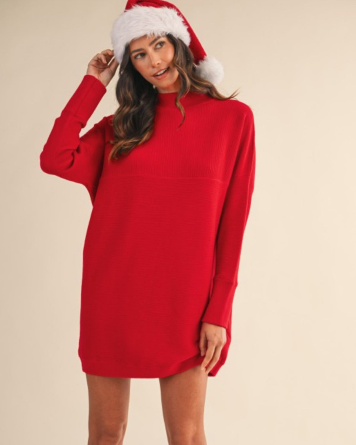 Winter Escape Sweater Tunic in RED