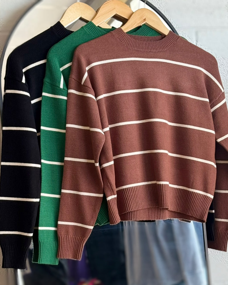 Lovely Fall Breeze in Stripes Sweater