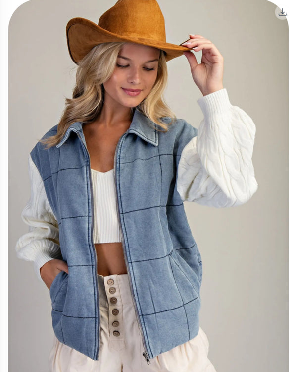 New Country Quilted Denim Jacket