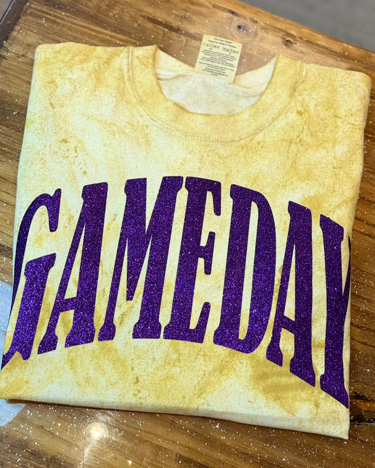 GAMEDAY Glitter Marble Mustard Tee
