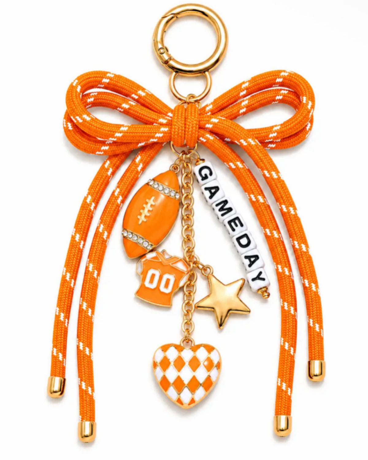 Game Day Bow Bag Charm in Orange