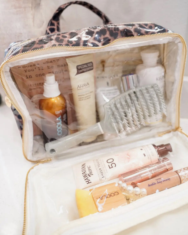 Leopard Clear Coat Toiletry Case