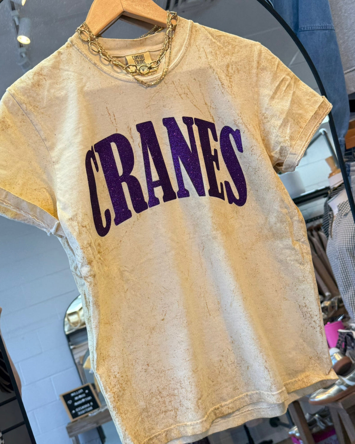 CRANES Glitter Marble Mustard Tee