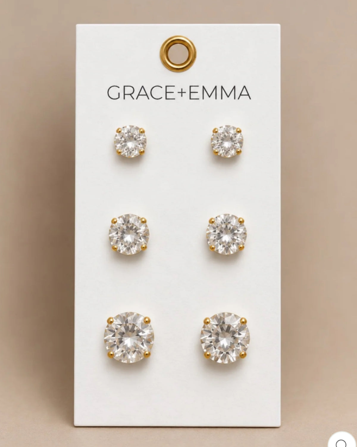Triple Round Stones Earring set