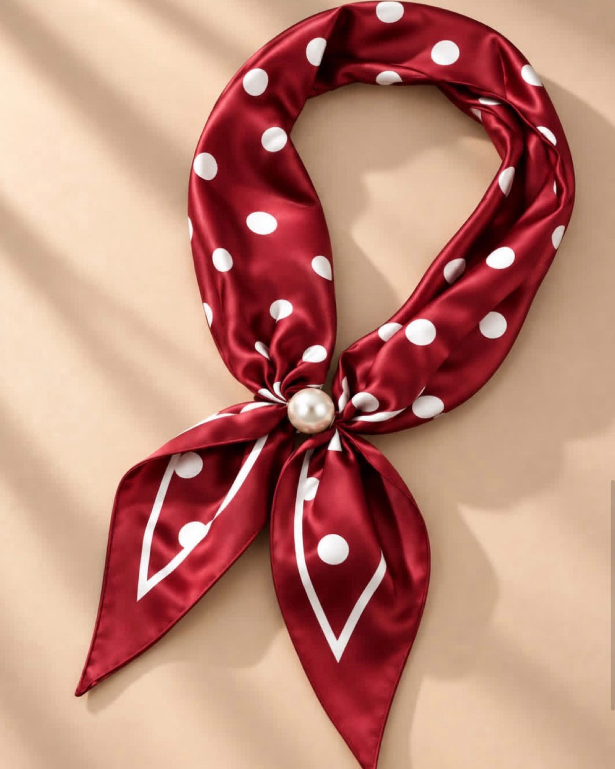 Ready To Wear Magnet Scarf Wine Polka Dots