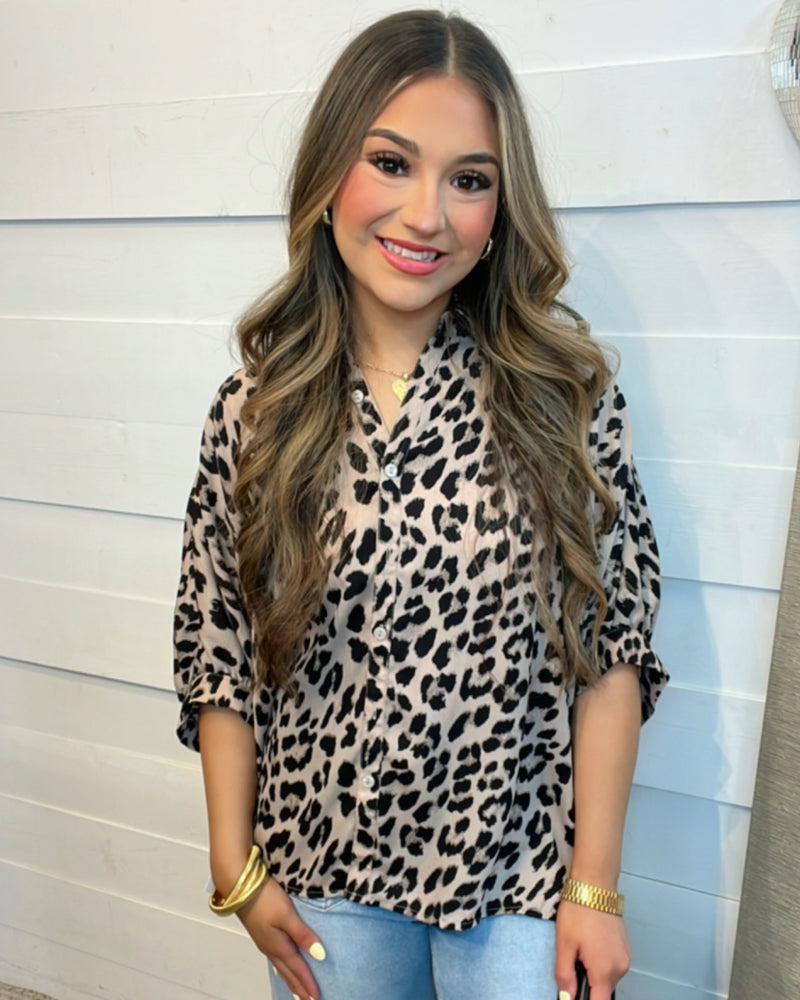 Productive Day in Leopard Dolman Top