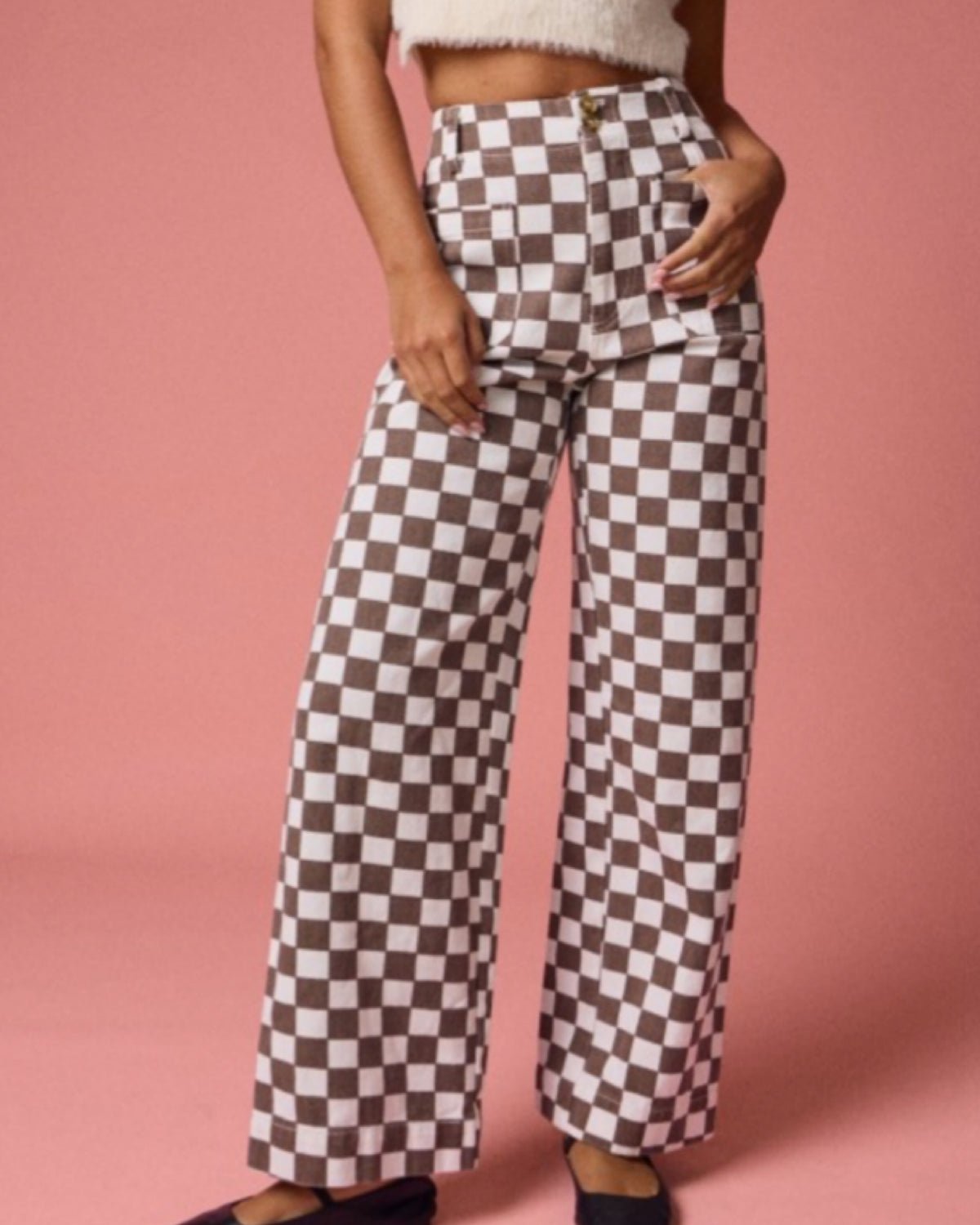 Demi Checkered Bottoms in CINNAMON