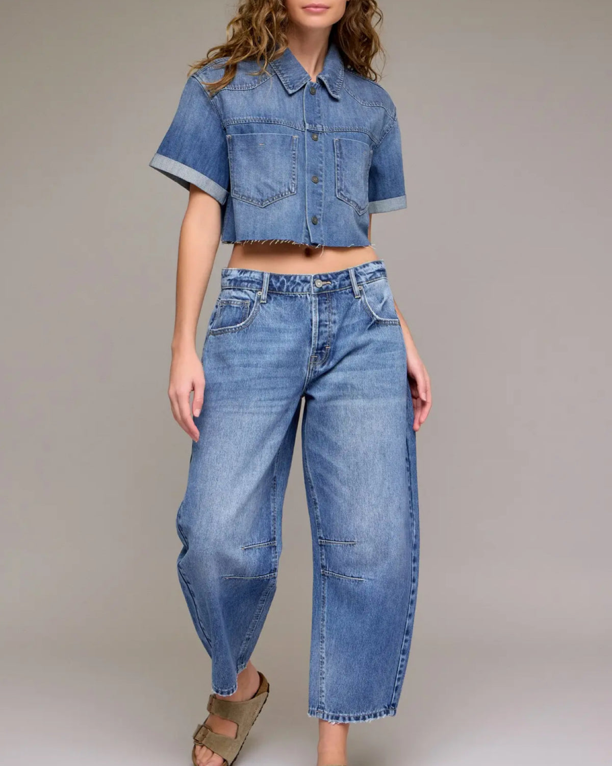 Medium Dark 25in. Inseam Crop HIDDEN Barrel Jean