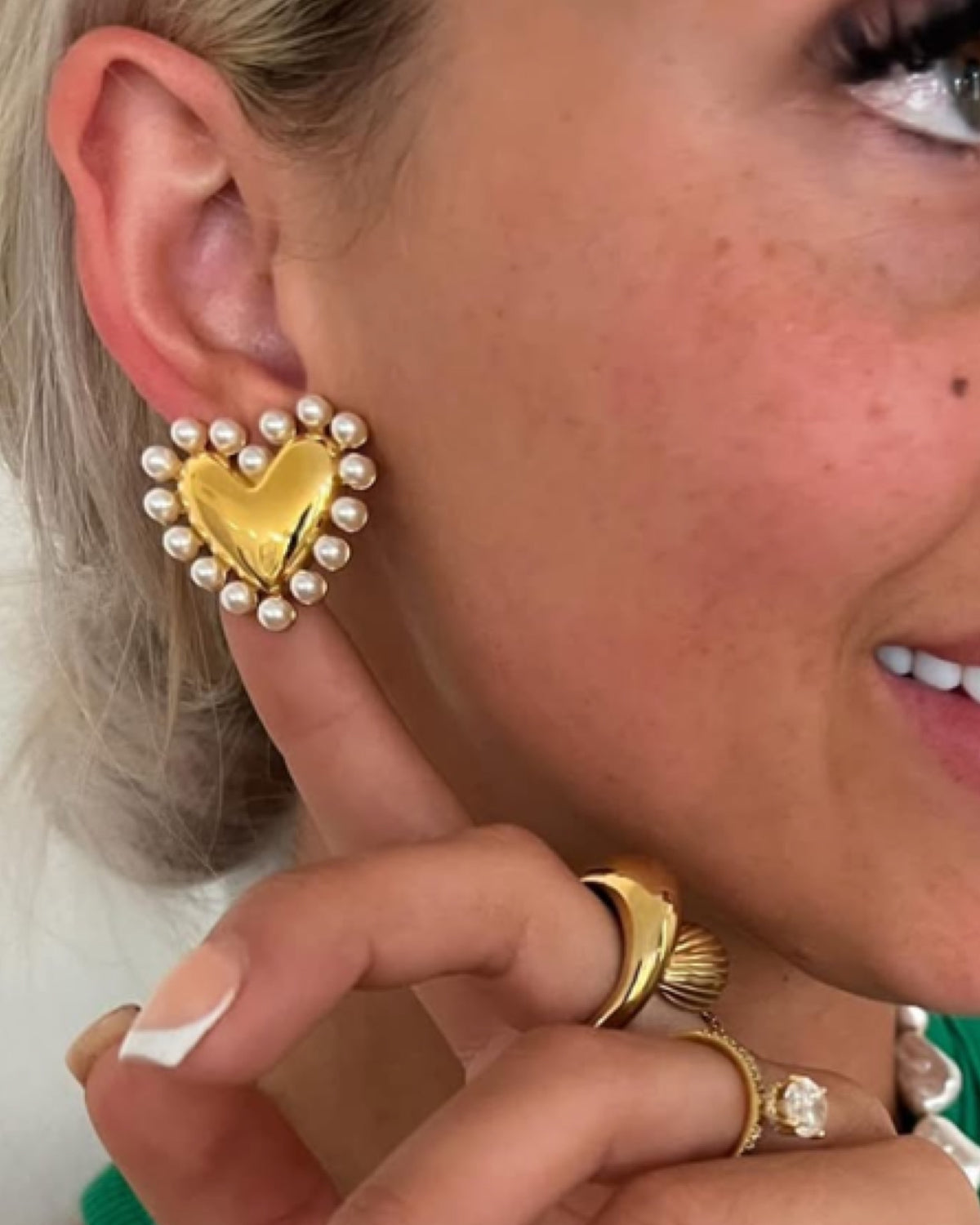 Pearl Heart Earrings
