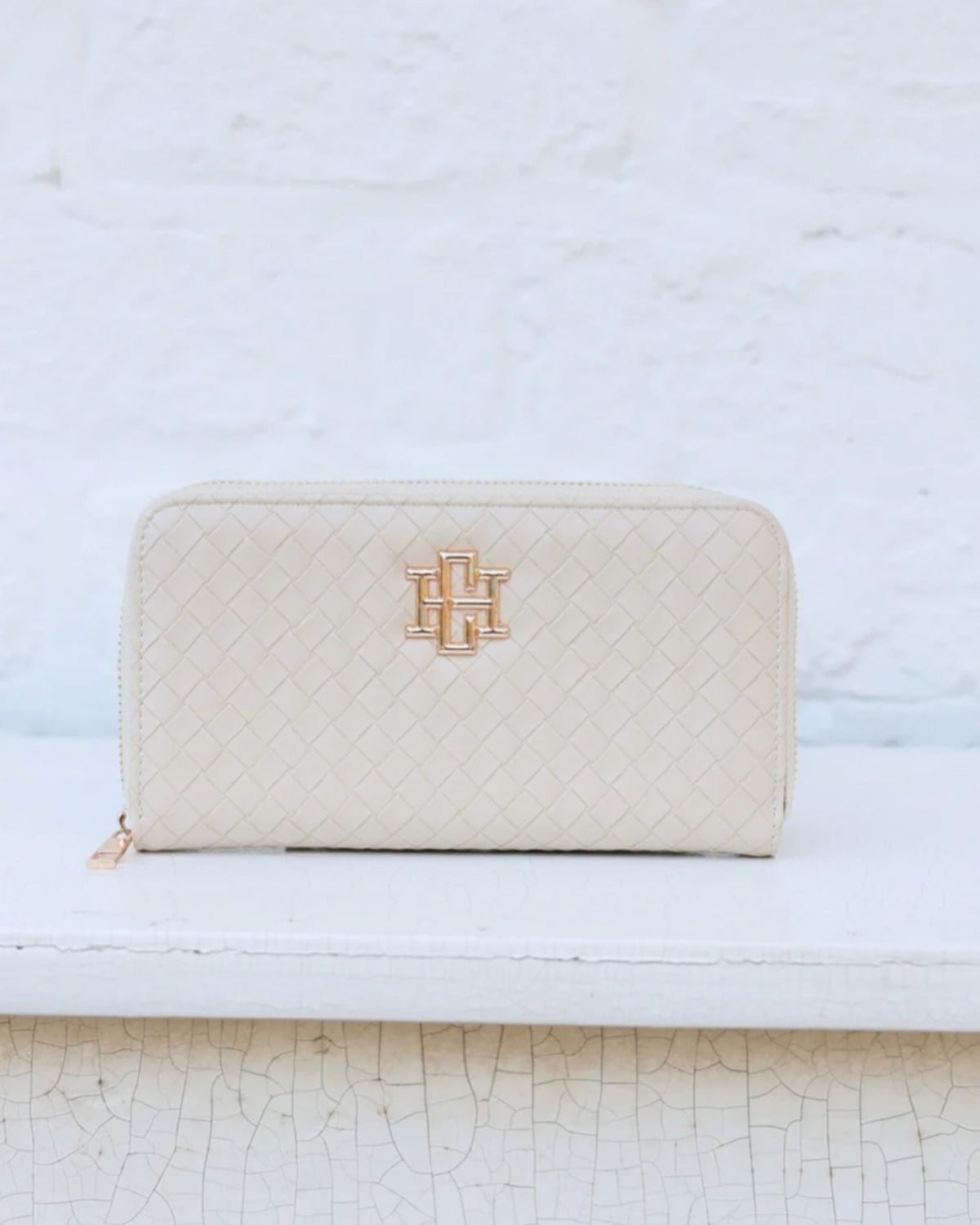 Penelope Wallet in Woven Almond