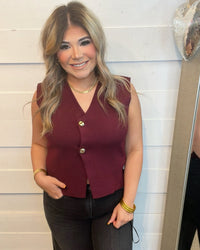 Uptown Dallas Vest in Wine
