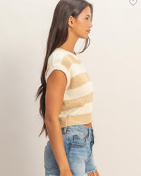 Spring Striped Ribbed Knit Top