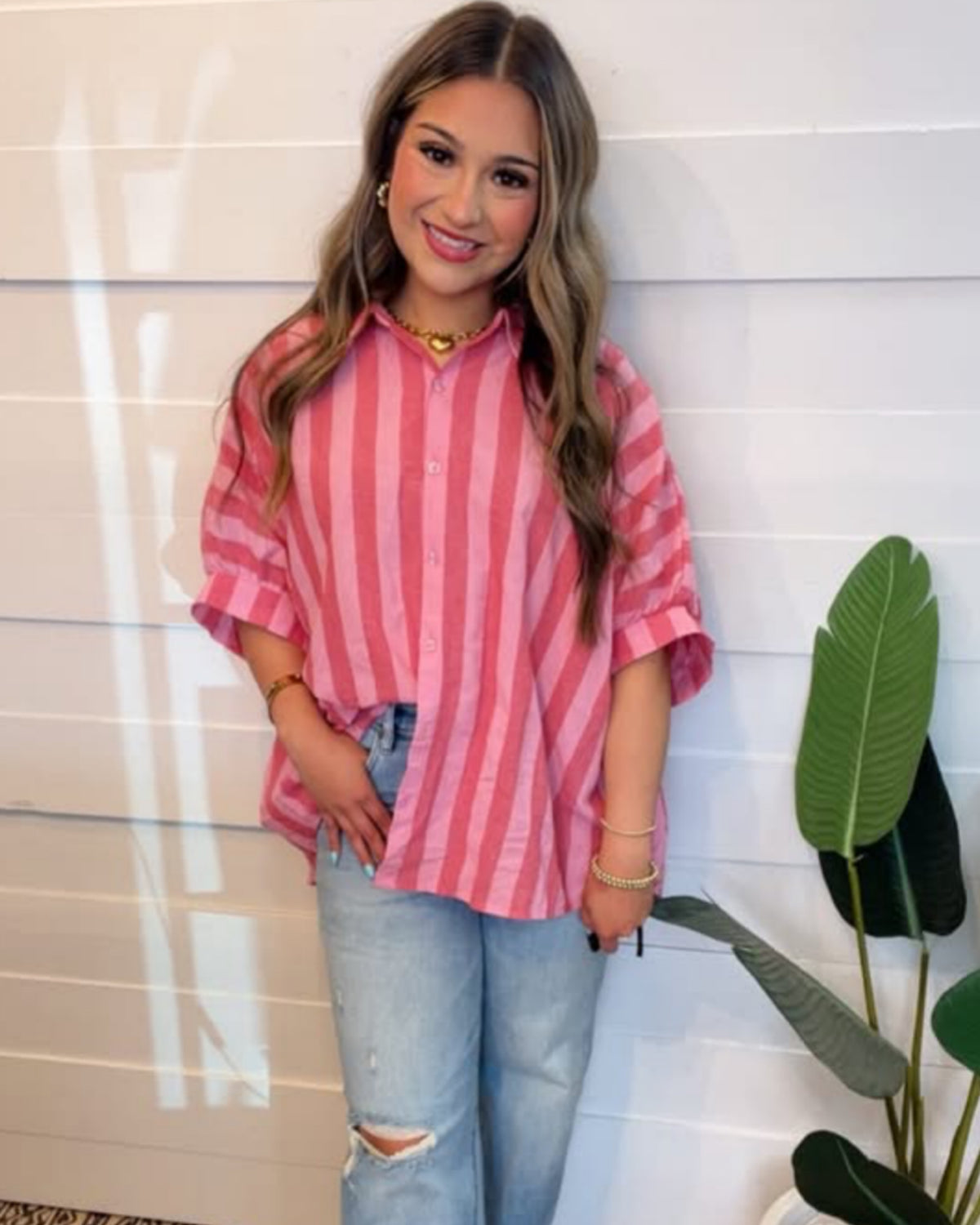 Button Down in Stripes Top