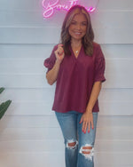 Vineyard Sweetness Blouse in Plum