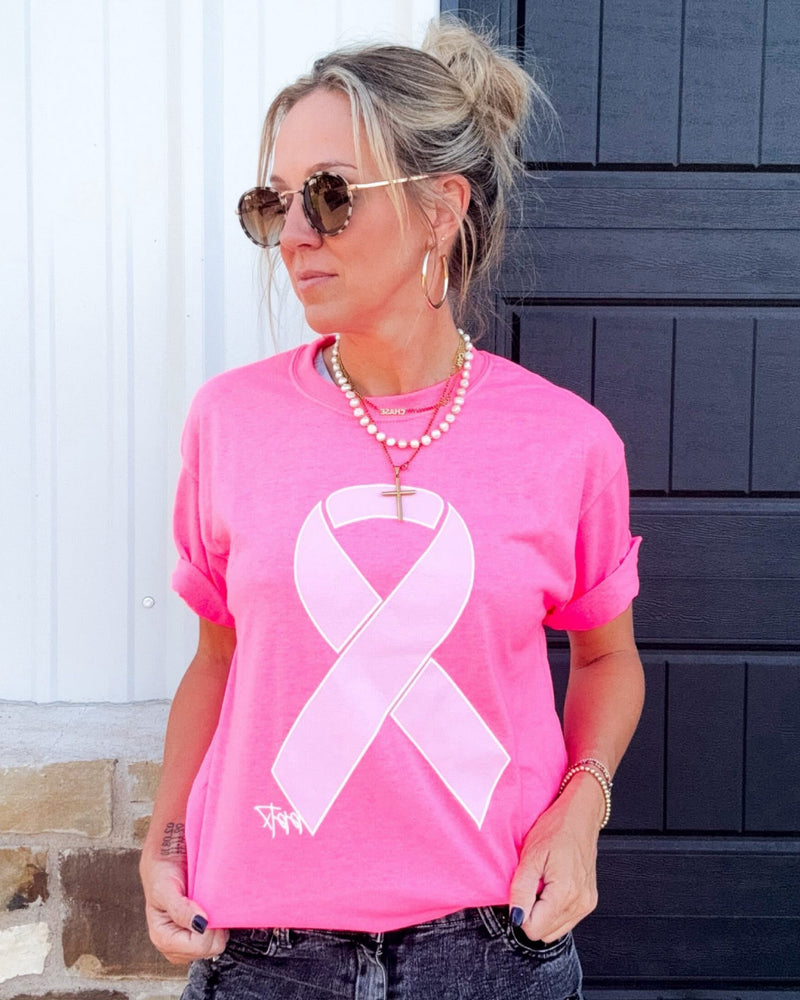 Neon Pink Breast Cancer Awareness tee