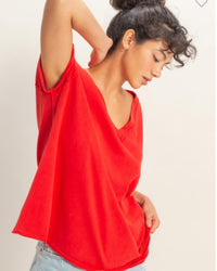 Oversized Mineral Wash V-neck Tee