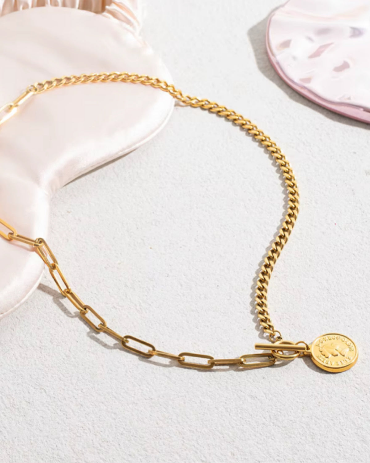 Coin Pendant Buckle Necklace