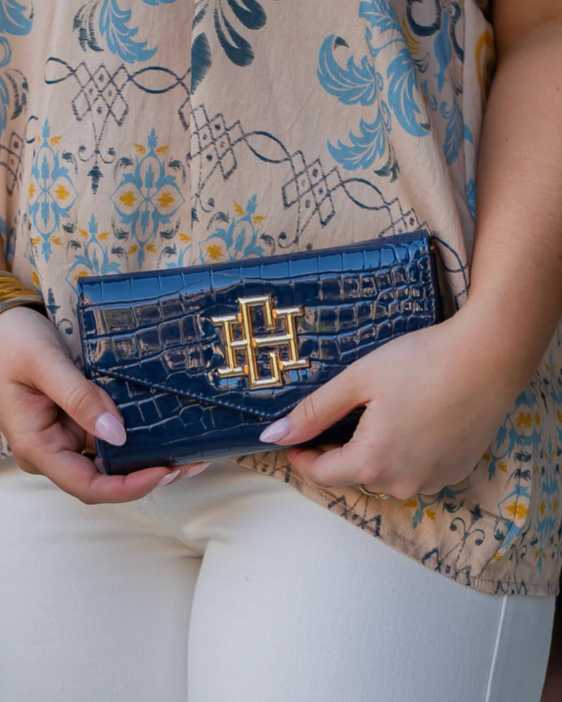Carlington Clutch/Crossbody NAVY Patent