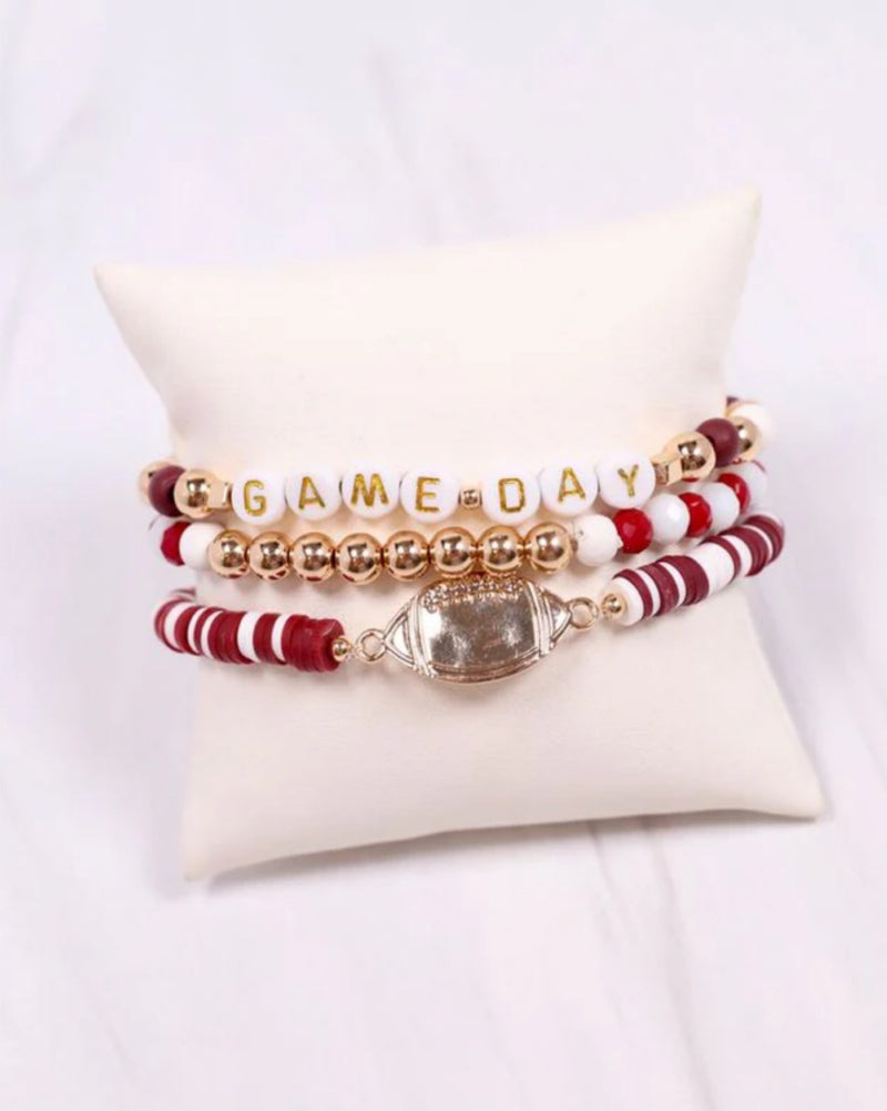 GAME DAY Bracelet Set in Burgundy/ White