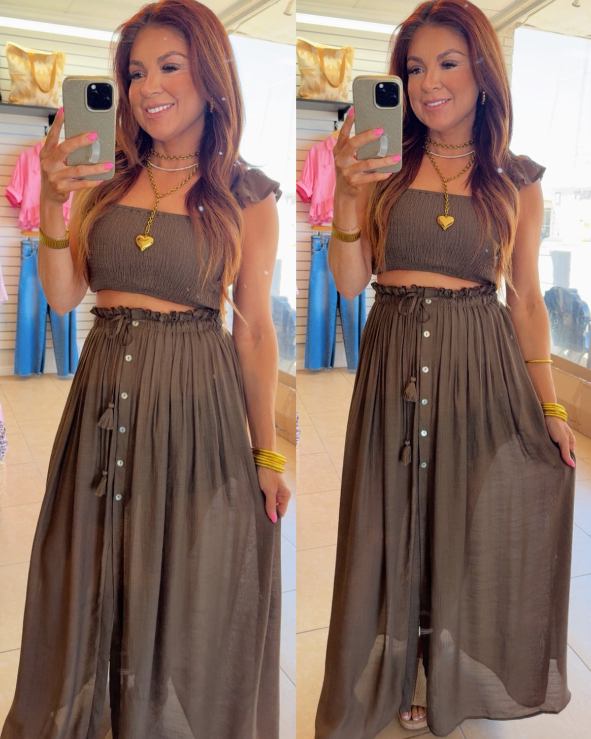 Resort Maxi Skirt set in Chocolate