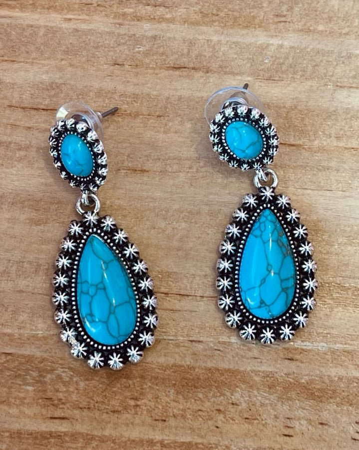 Ready for the Barrel Turquoise Earrings