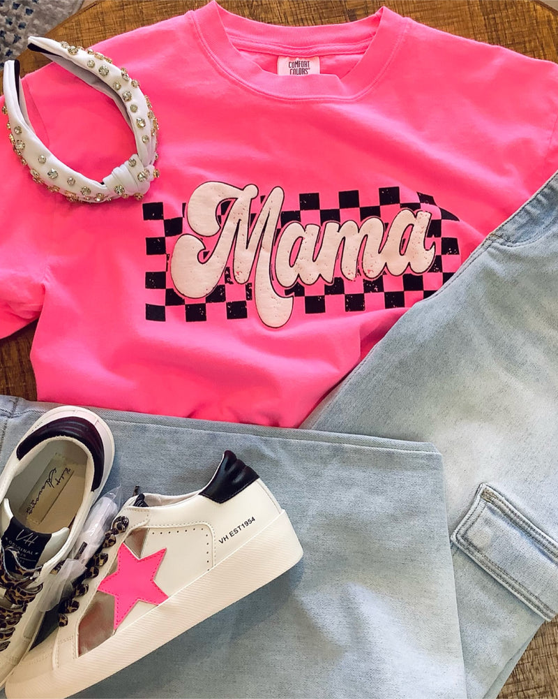 MAMA checkered Puff lettering