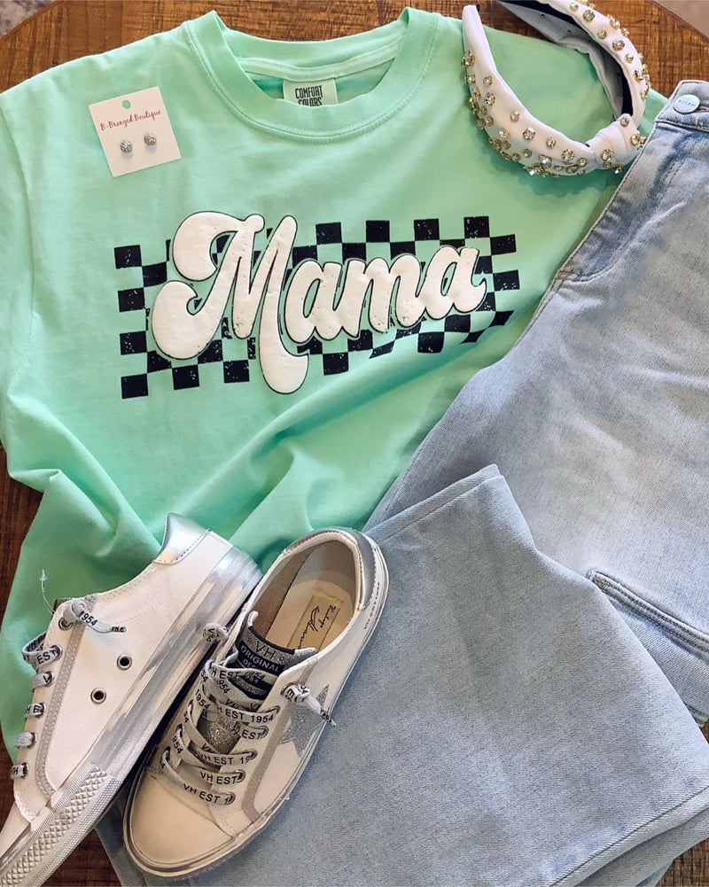 MAMA checkered Puff lettering
